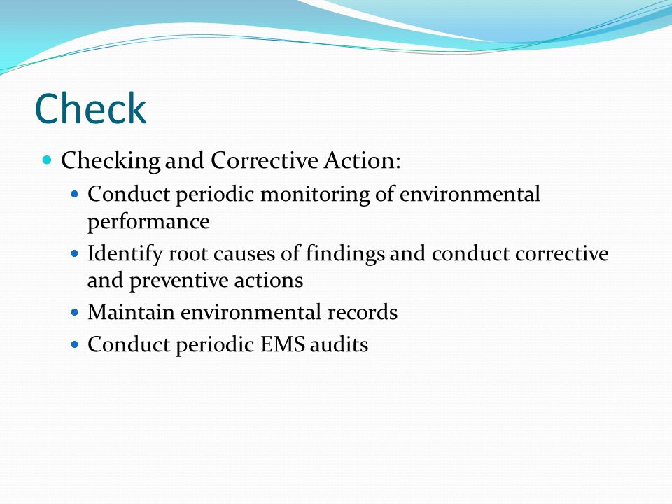 Check Checking and Corrective Action: