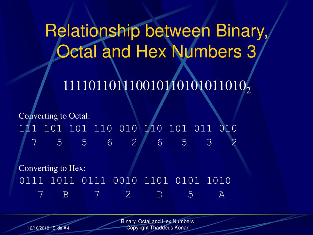 Binary octal and hex numbers copyright thaddeus konar ppt download