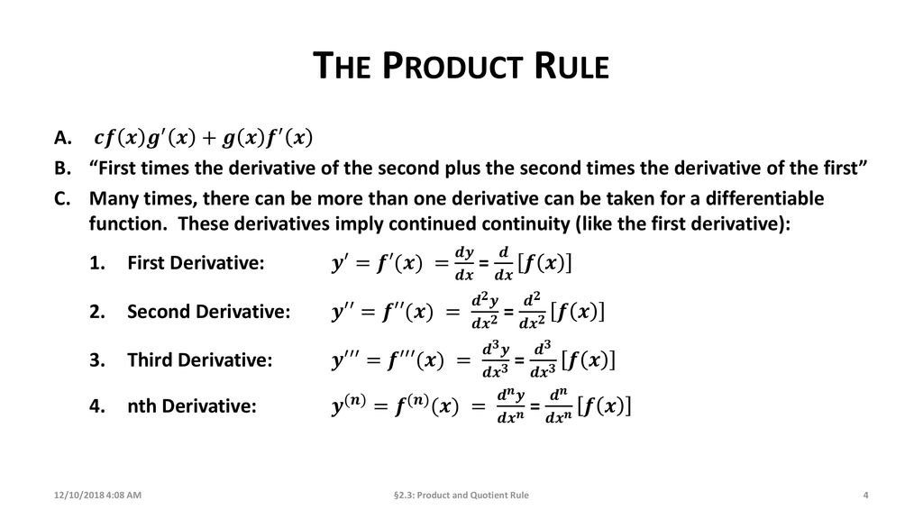 Product And Quotient Rule Ppt Download