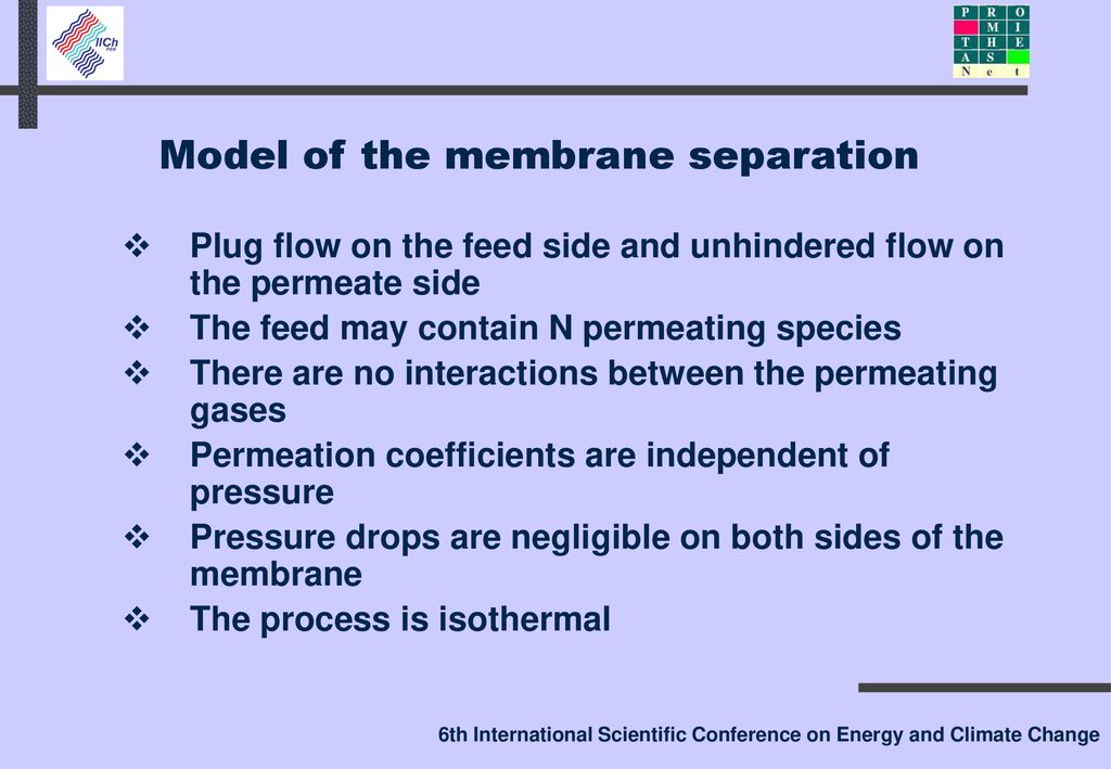 Model of the membrane separation