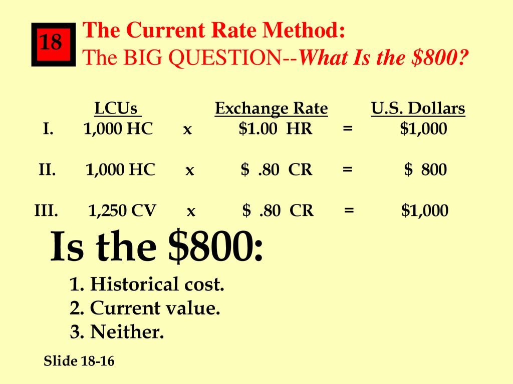 The Current Rate Method: The BIG QUESTION--What Is the $800