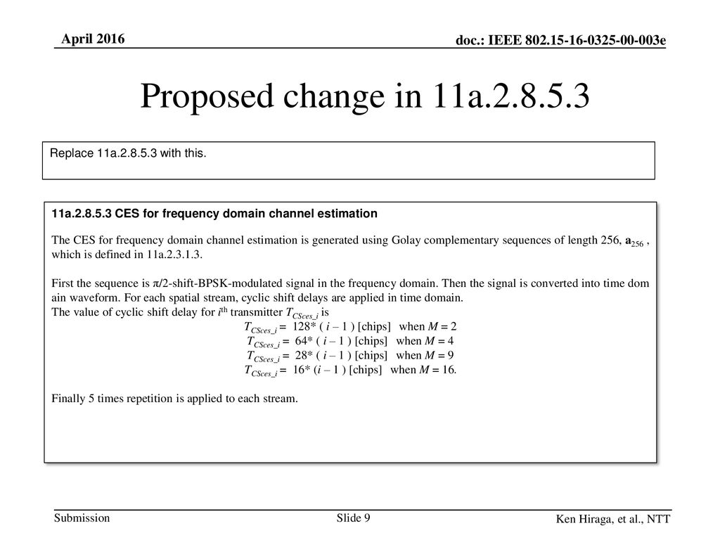 Proposed change in 11a Replace 11a with this.