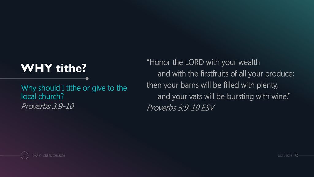 WHY tithe Honor the LORD with your wealth
