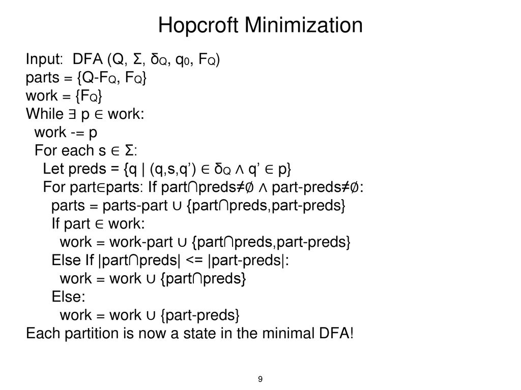 Hopcroft Minimization