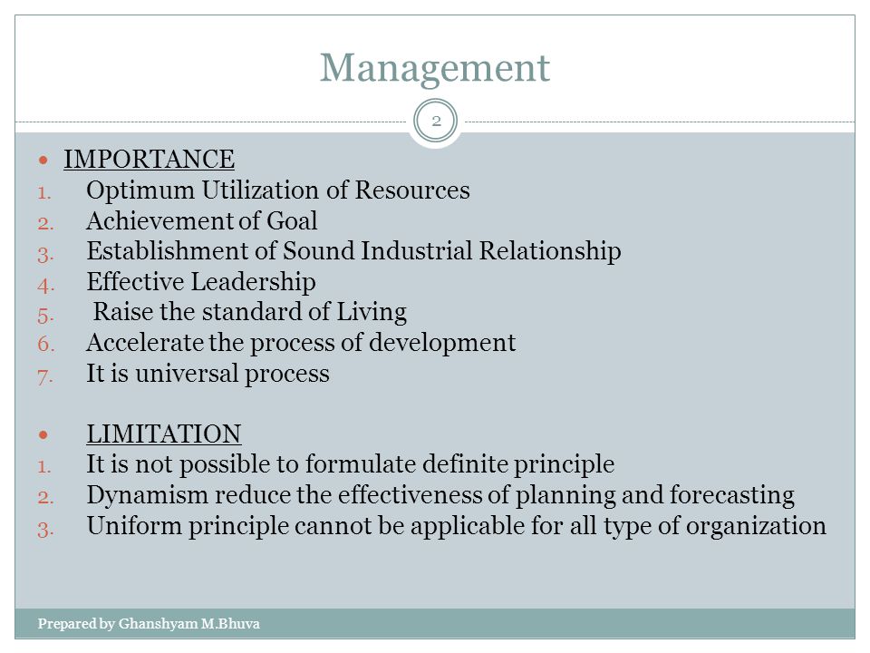 optimum utilization of resources in management