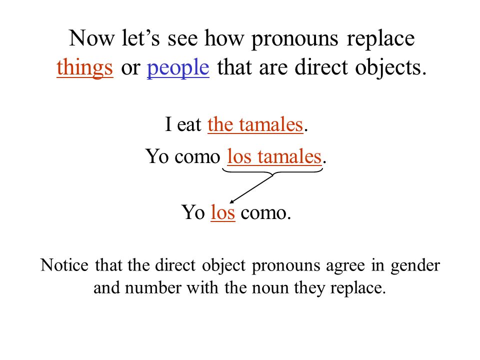 Now let’s see how pronouns replace things or people that are direct objects.