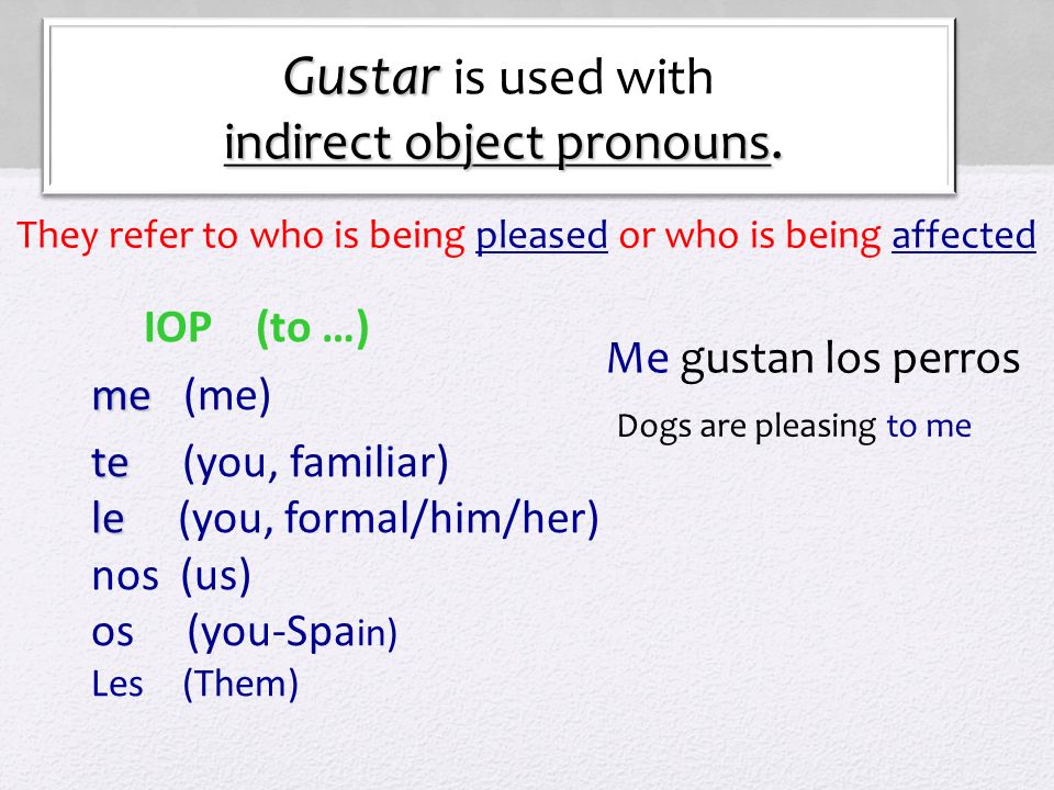 indirect object pronouns.