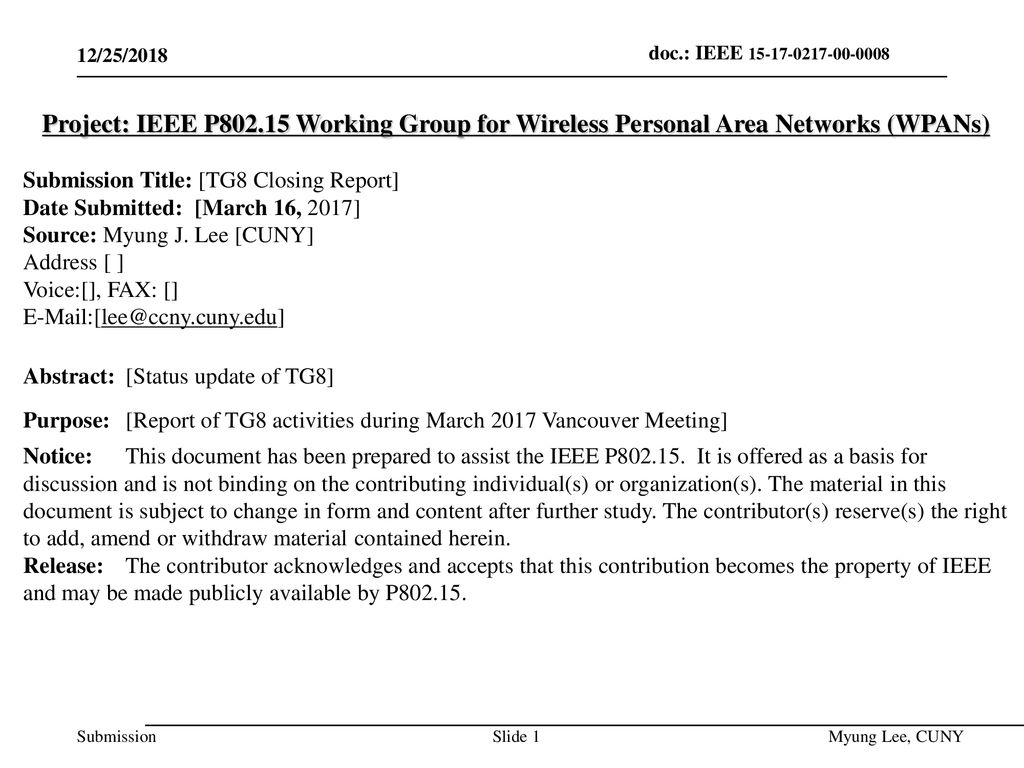 July 2014 doc.: IEEE /25/2018. Project: IEEE P Working Group for Wireless Personal Area Networks (WPANs)