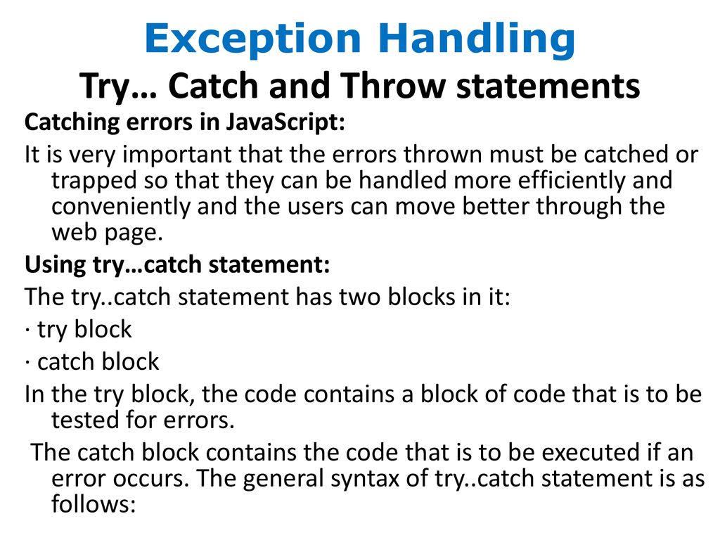 Dealing with JavaScript Exceptions: Using the try catch Statement