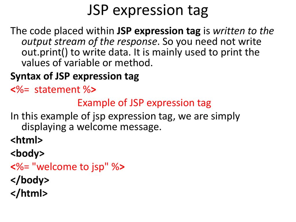 Example of JSP expression tag