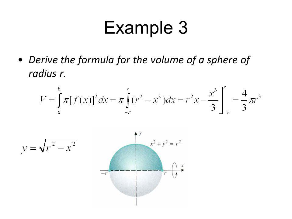 Example 3 Derive the formula for the volume of a sphere of radius r.