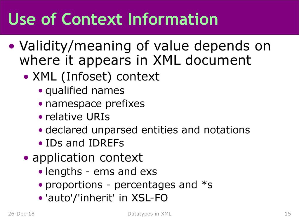 Use of Context Information