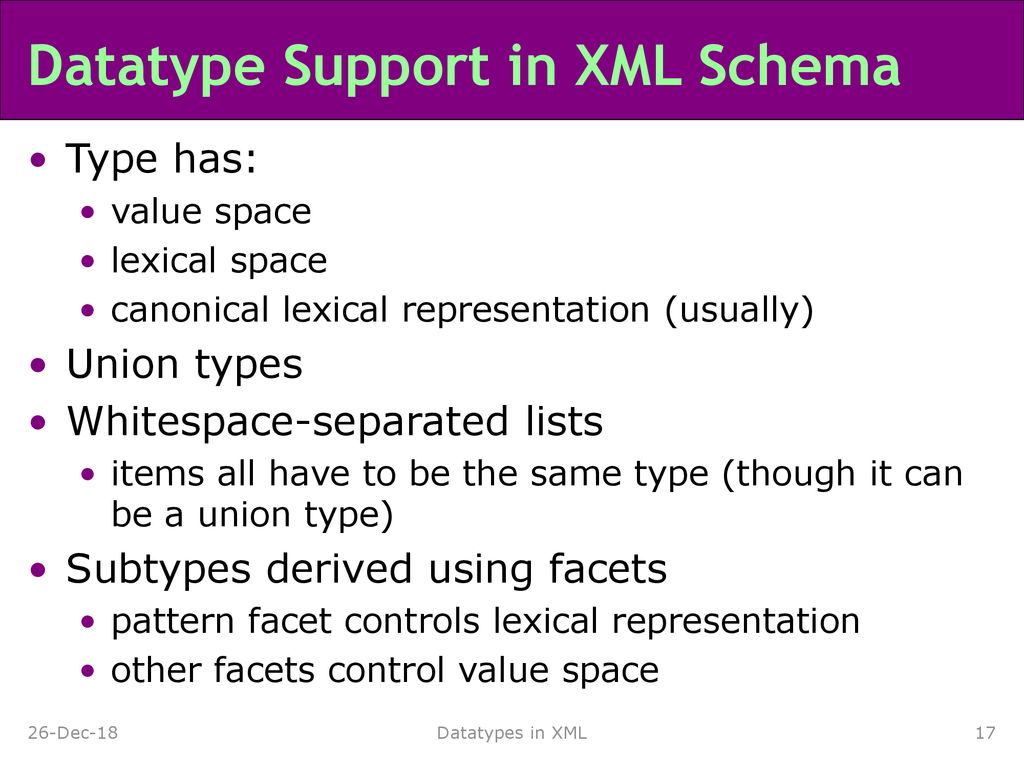Datatype Support in XML Schema