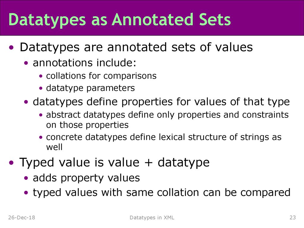 Datatypes as Annotated Sets