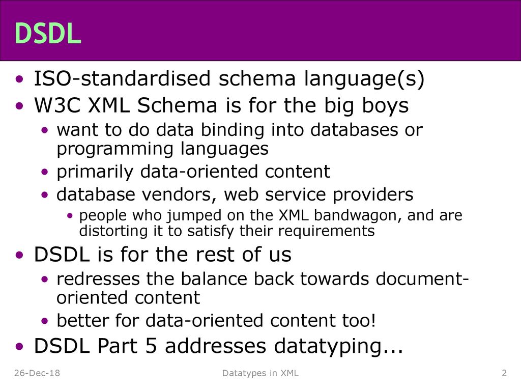 DSDL ISO-standardised schema language(s)