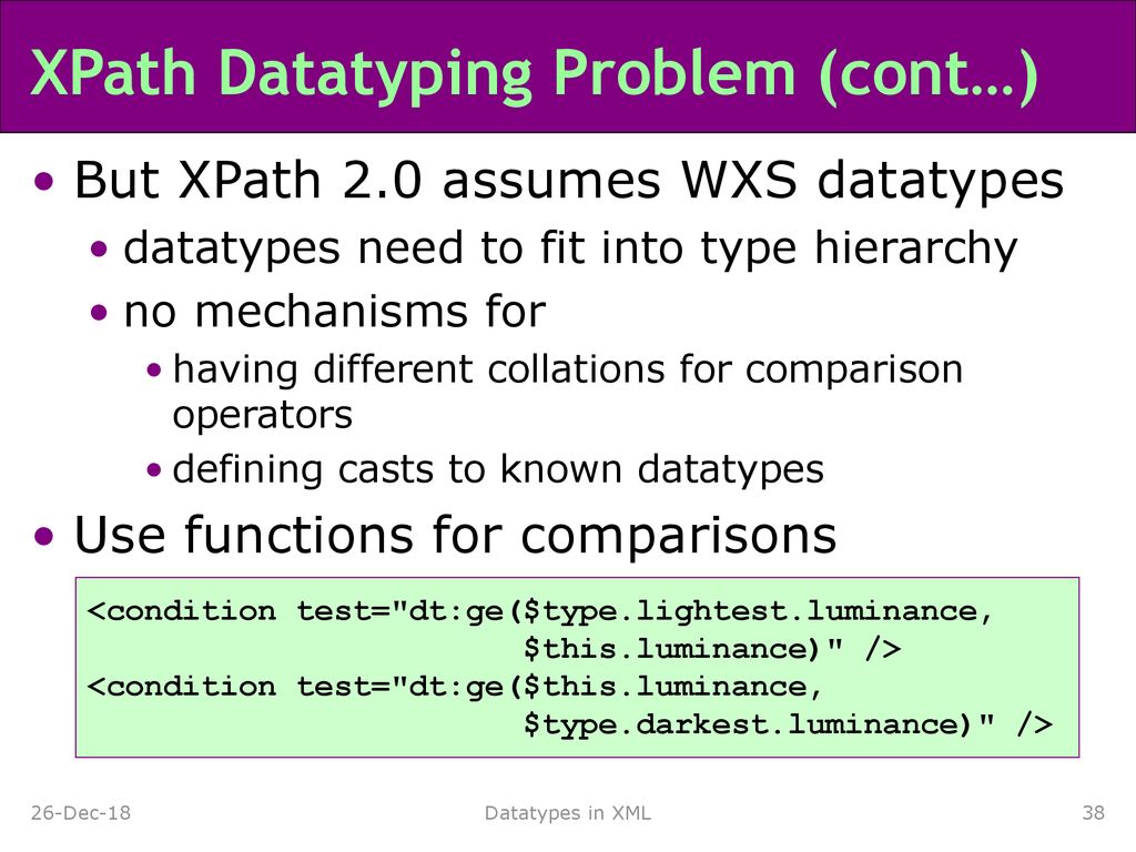 XPath Datatyping Problem (cont…)