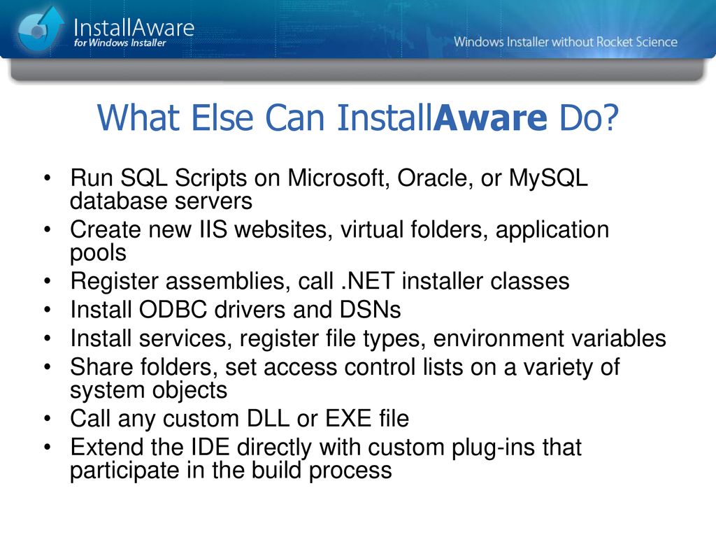 Installaware for windows installer native code msix virtualization