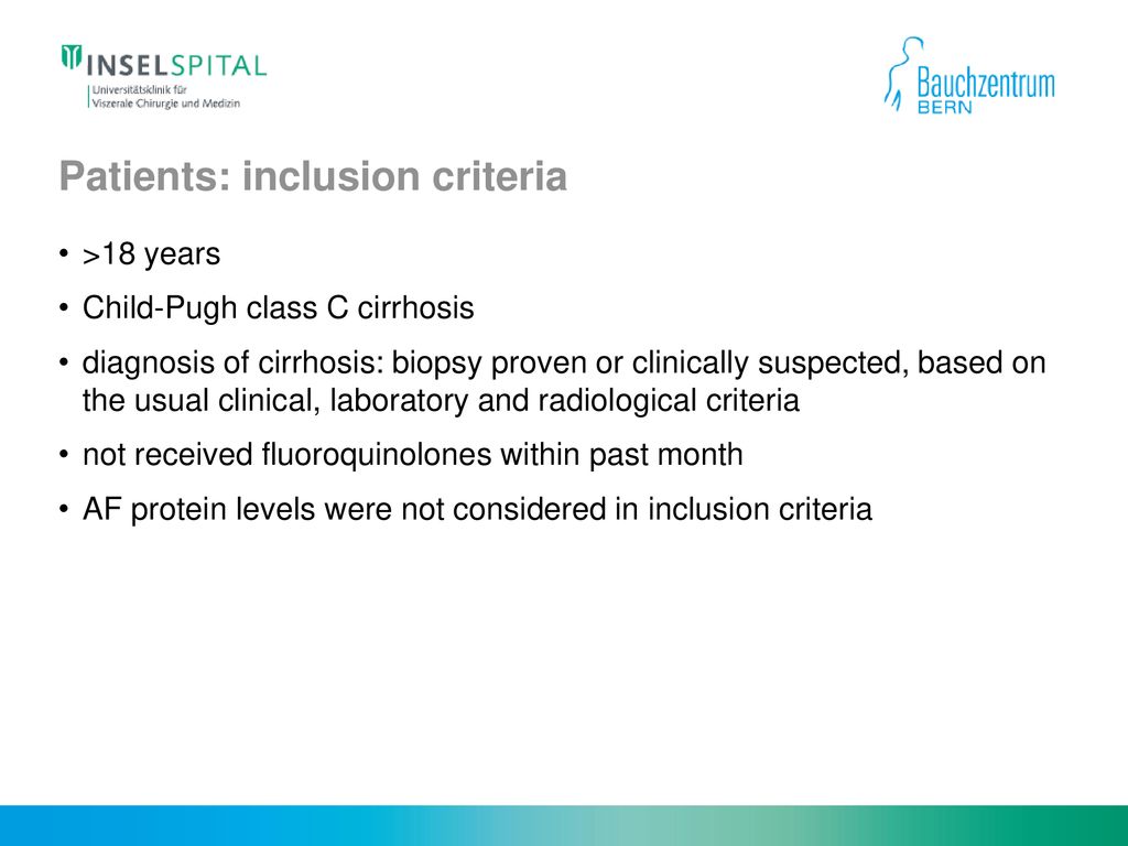 Patients: inclusion criteria