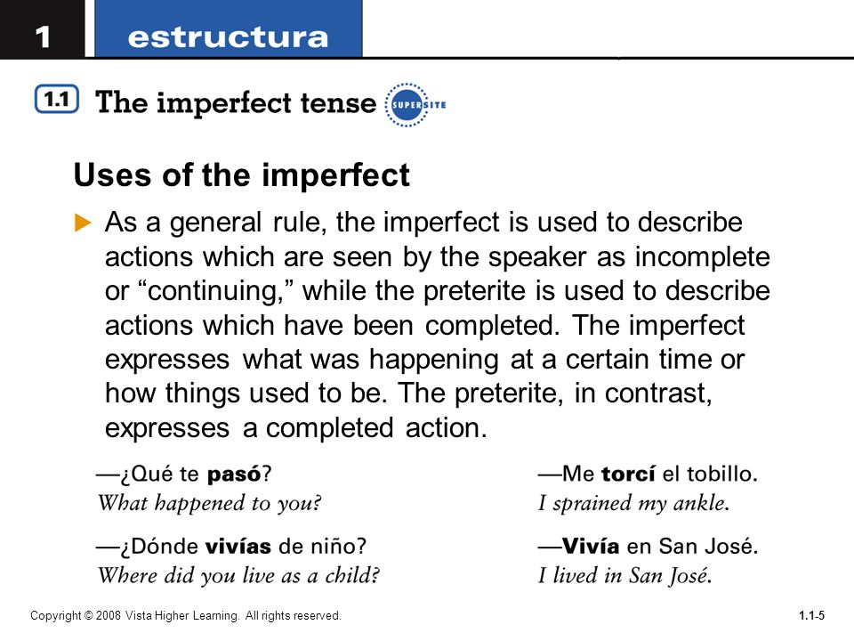 Uses of the imperfect