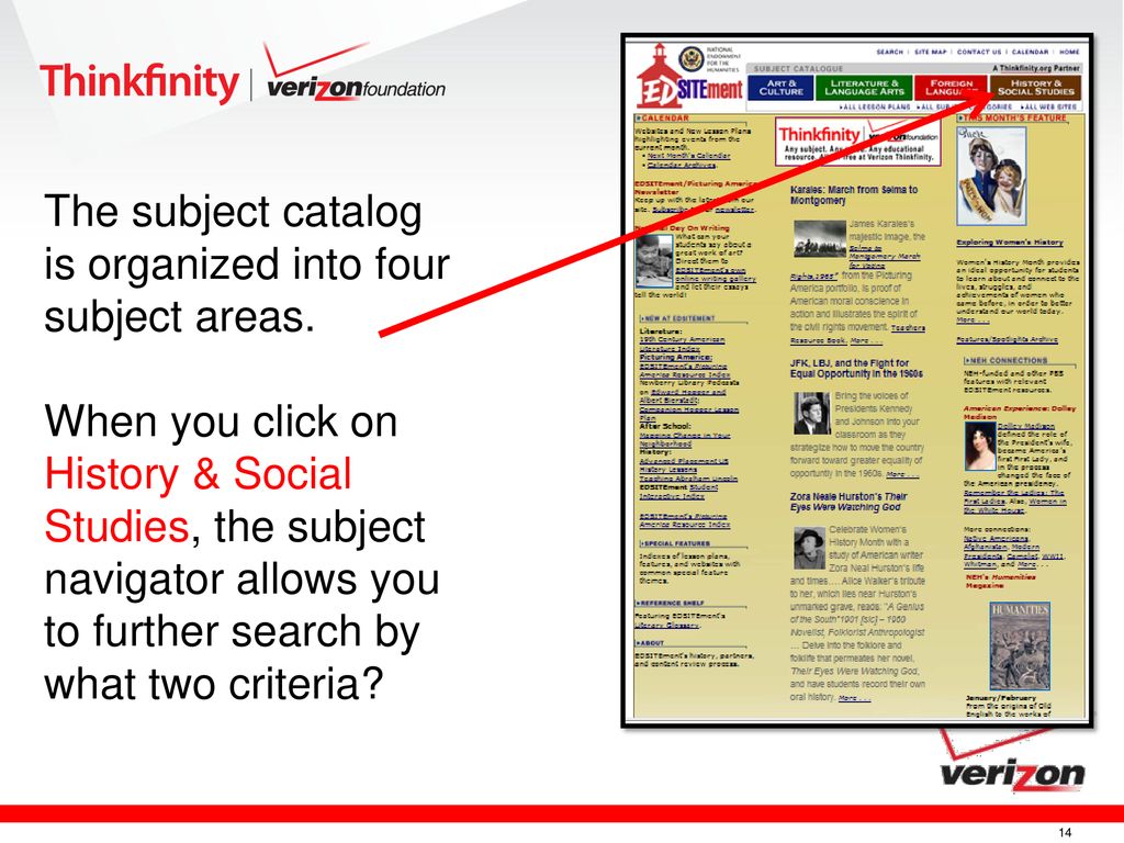 The subject catalog is organized into four subject areas.
