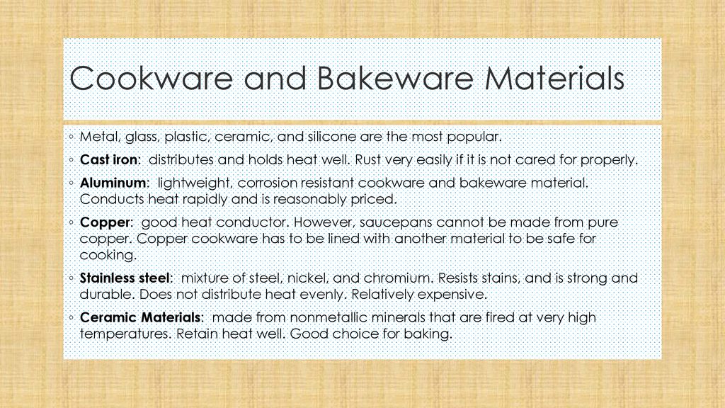 Cookware and Bakeware Materials