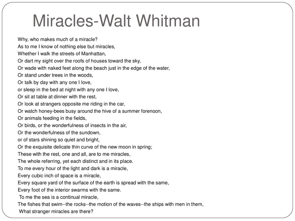 Miracles-Walt Whitman - ppt download
