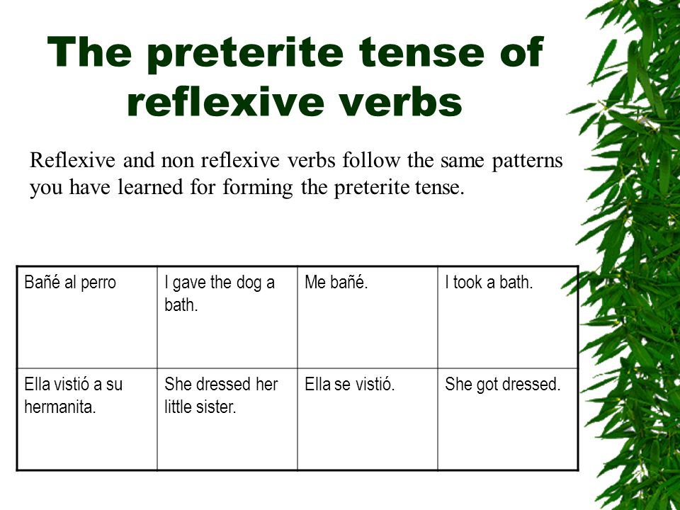 The preterite tense of reflexive verbs