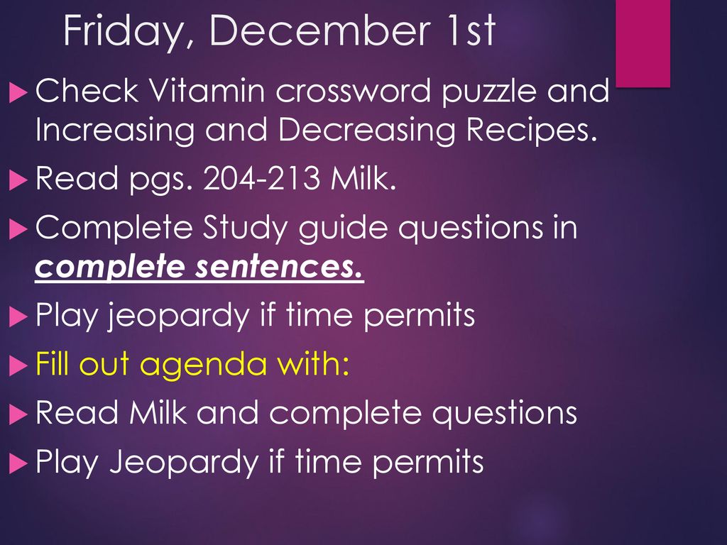 Monday November 27th Go over Vitamin Review ppt download