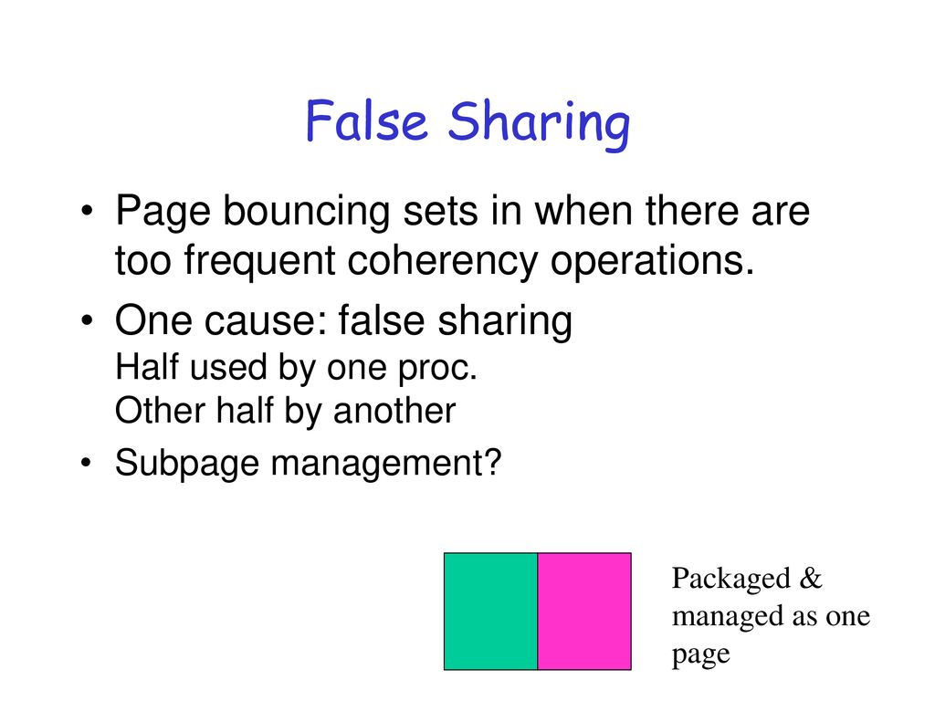False Sharing Page bouncing sets in when there are too frequent coherency operations.