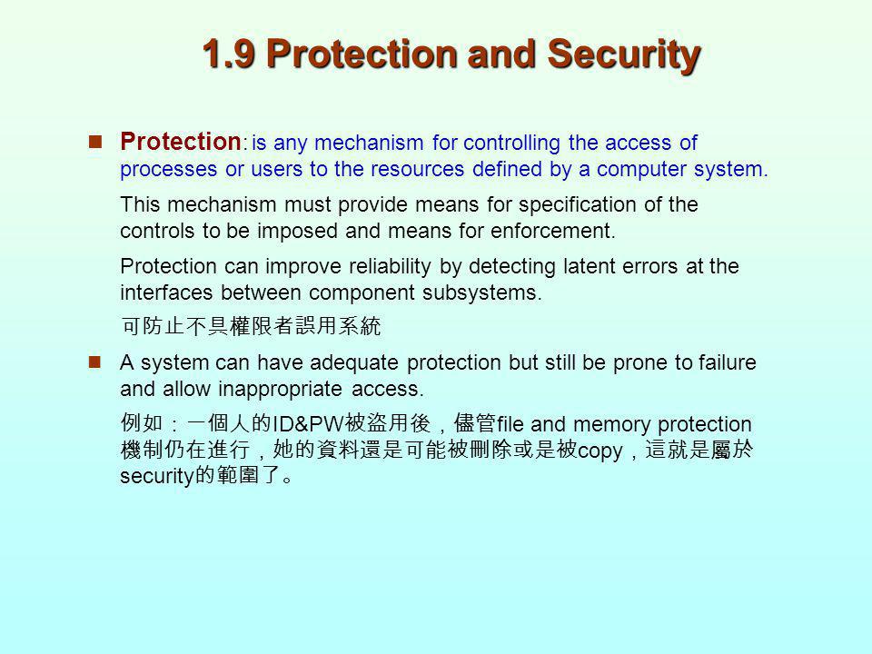1.9 Protection and Security
