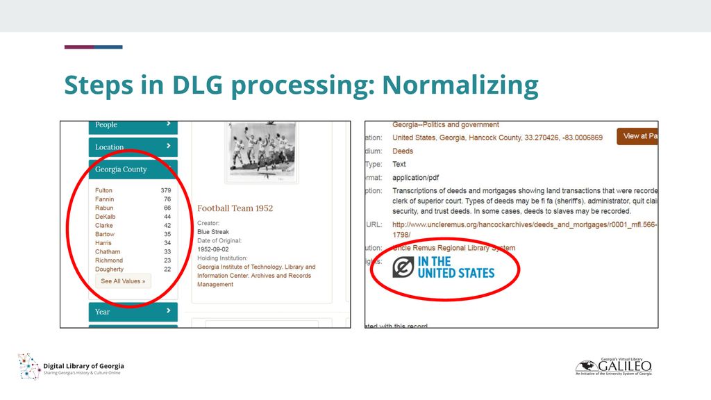 Steps in DLG processing: Normalizing