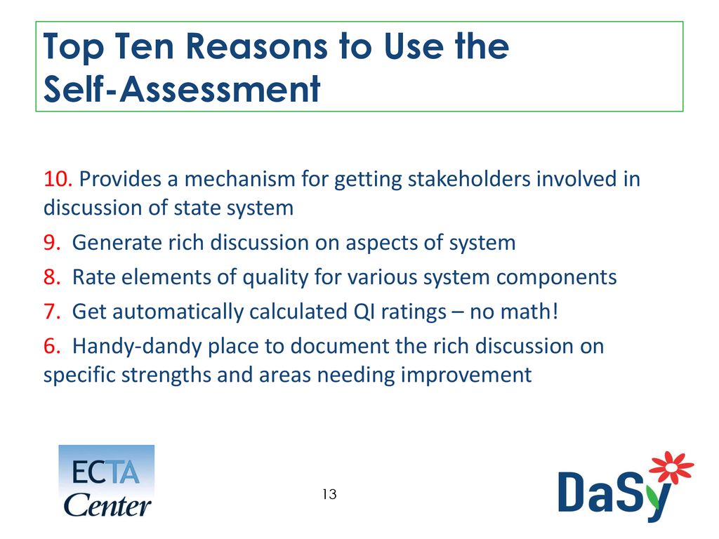 ECTA/DaSy System Framework Self-Assessment - Ppt Download