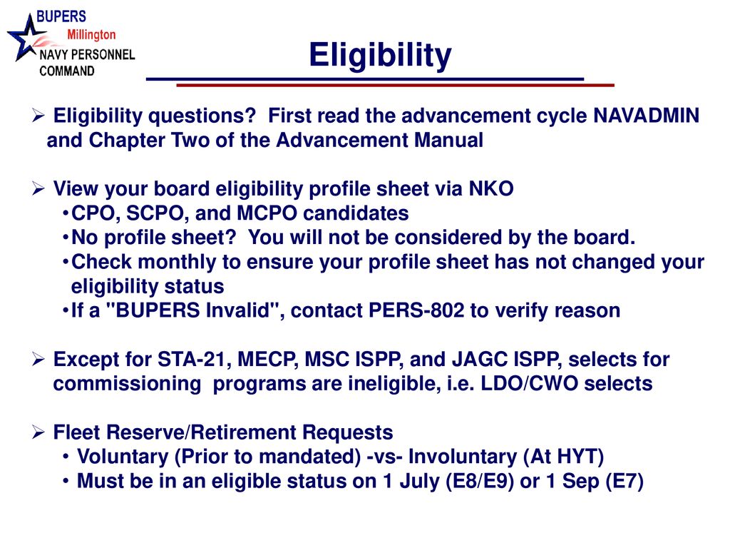Navy Personnel Command Enlisted Selection Boards (PERS803) ppt download