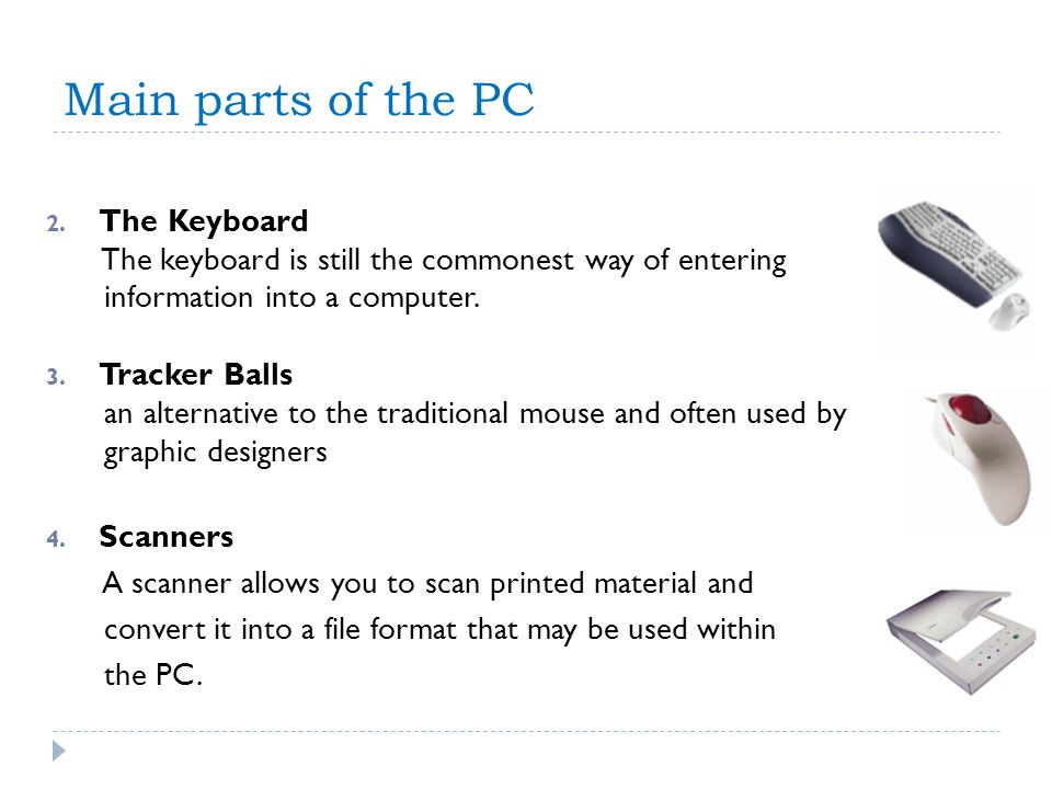 Main parts of the PC The Keyboard