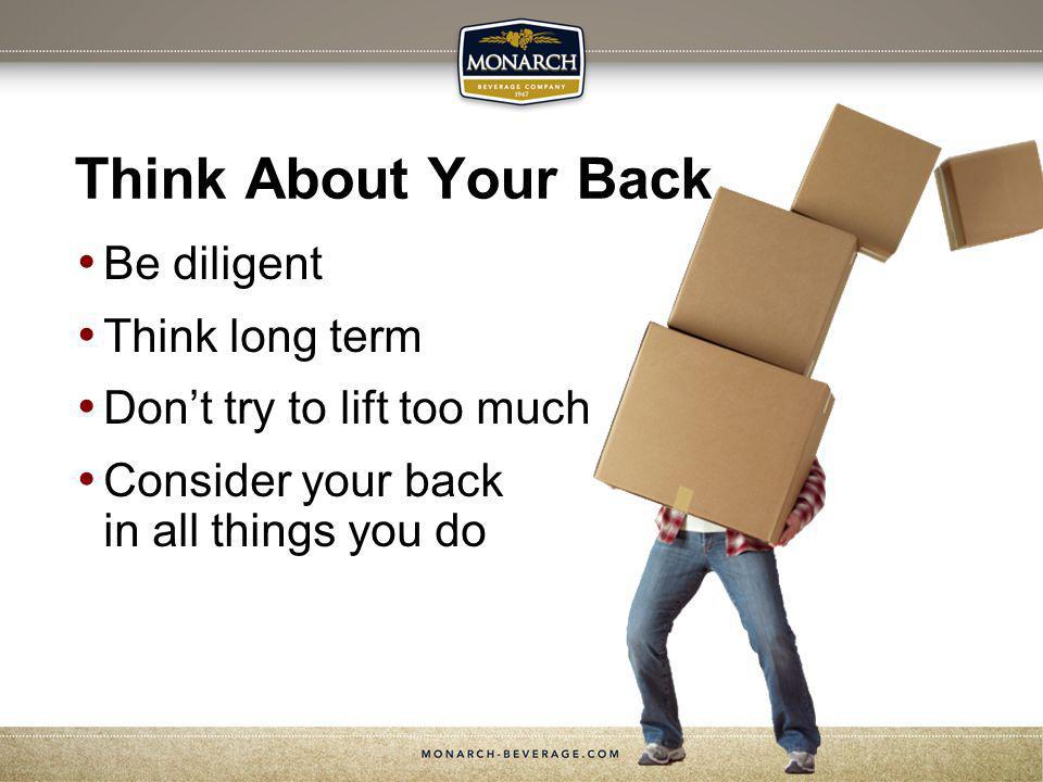 Think About Your Back Be diligent Think long term