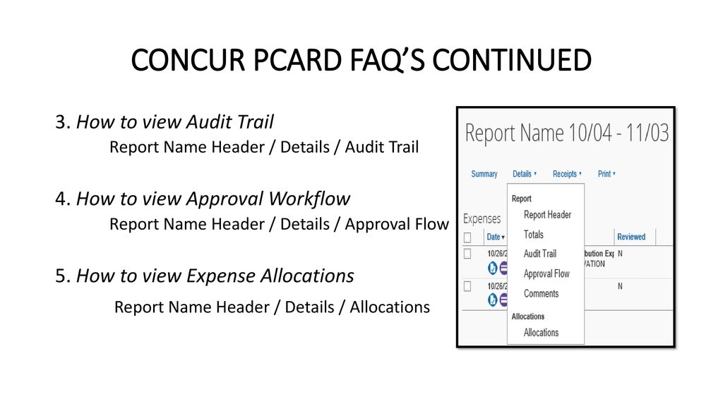 First friday s 11 02 2018 concur pcard faq s ppt download
