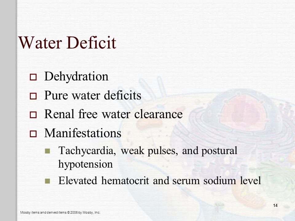 Water Deficit Dehydration Pure water deficits