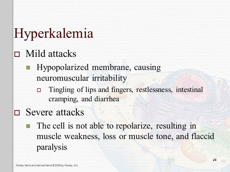 Hyperkalemia Mild attacks Severe attacks
