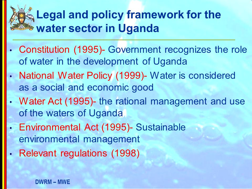 Legal and policy framework for the water sector in Uganda