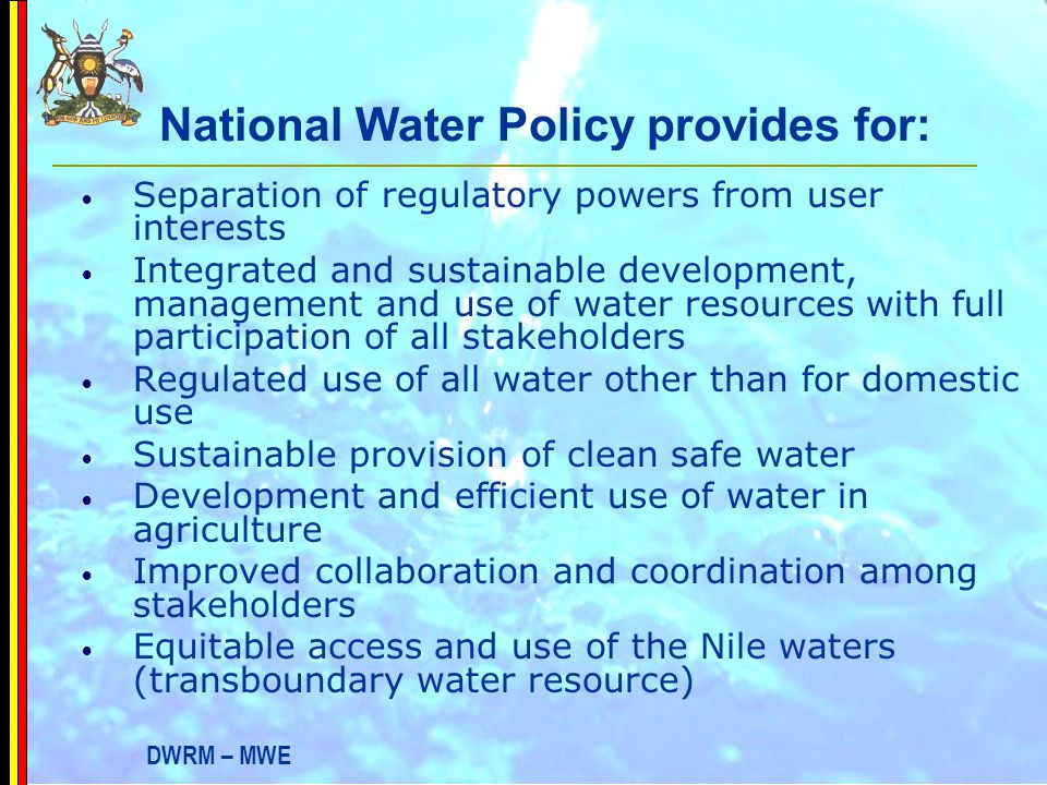 National Water Policy provides for: