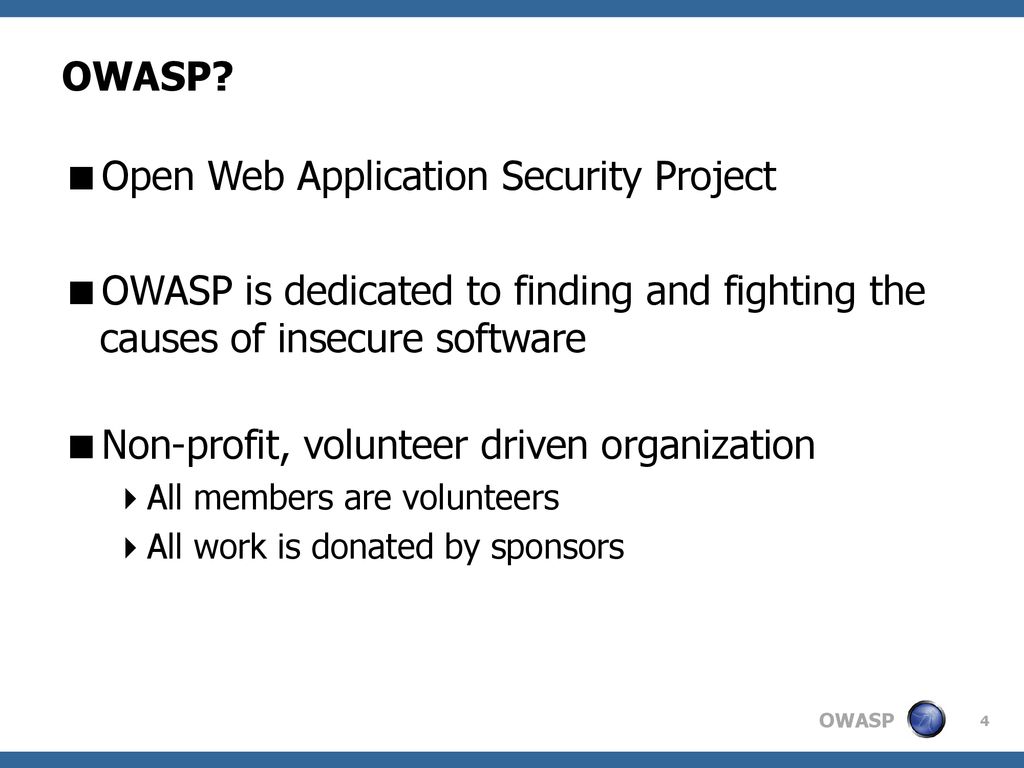 Bangalore owasp chapter 2006 first chapter meeting ppt download