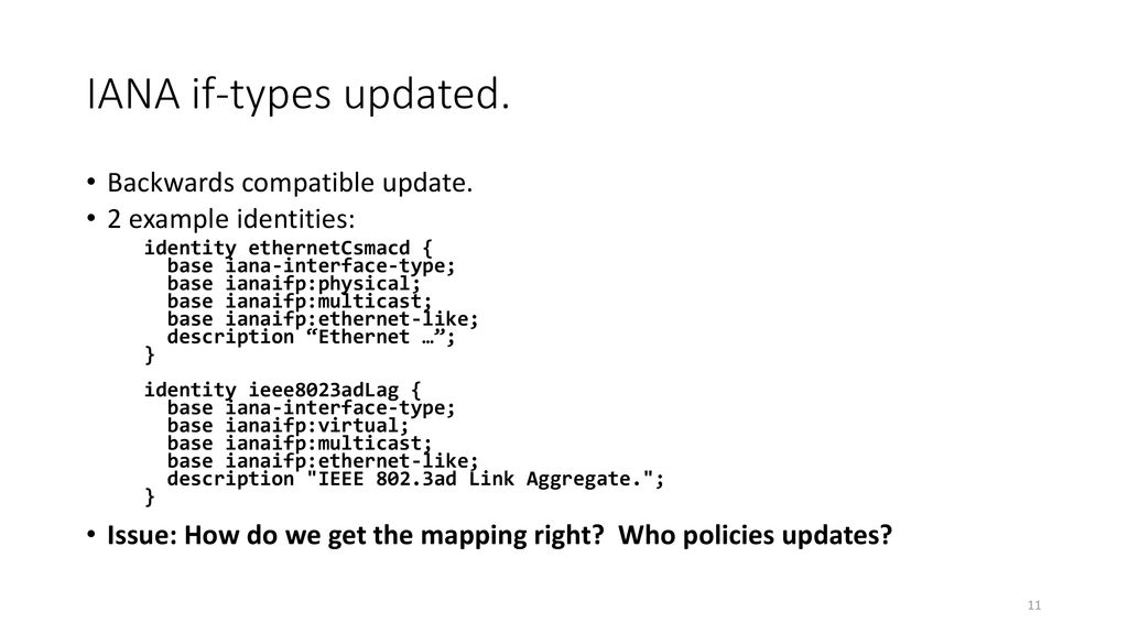 Interface extensions yang vlan sub interface yang status update ppt