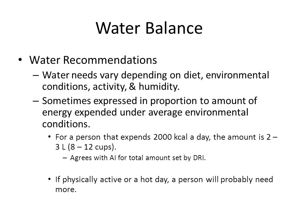 Water Balance Water Recommendations