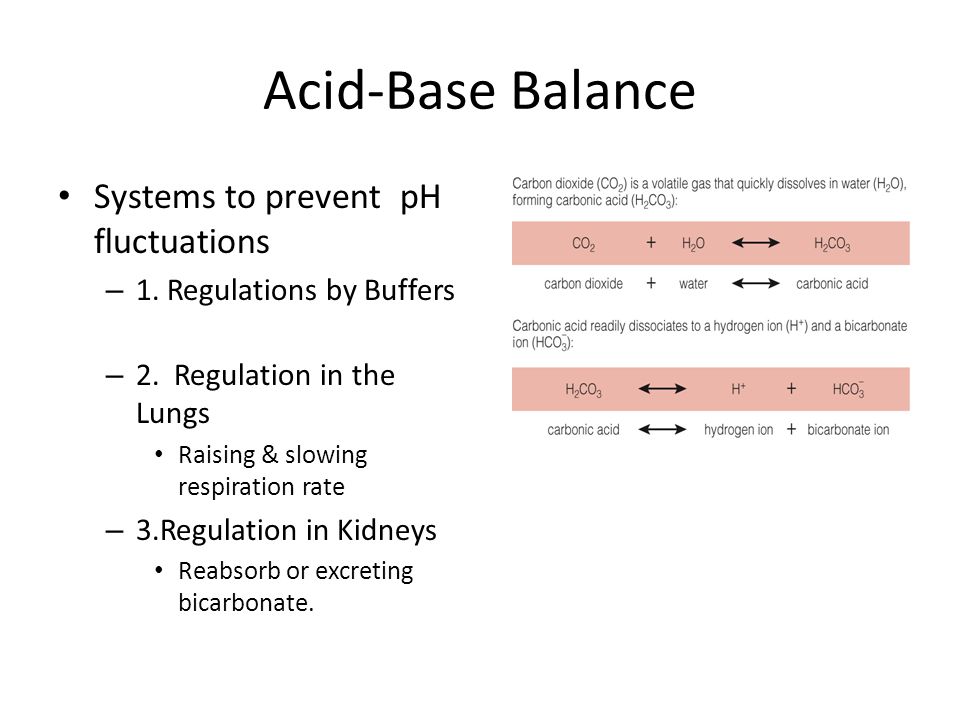 Acid-Base Balance Systems to prevent pH fluctuations