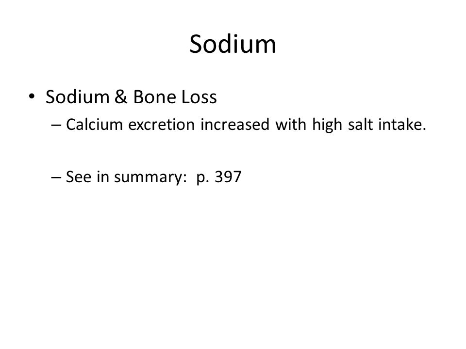Sodium Sodium & Bone Loss