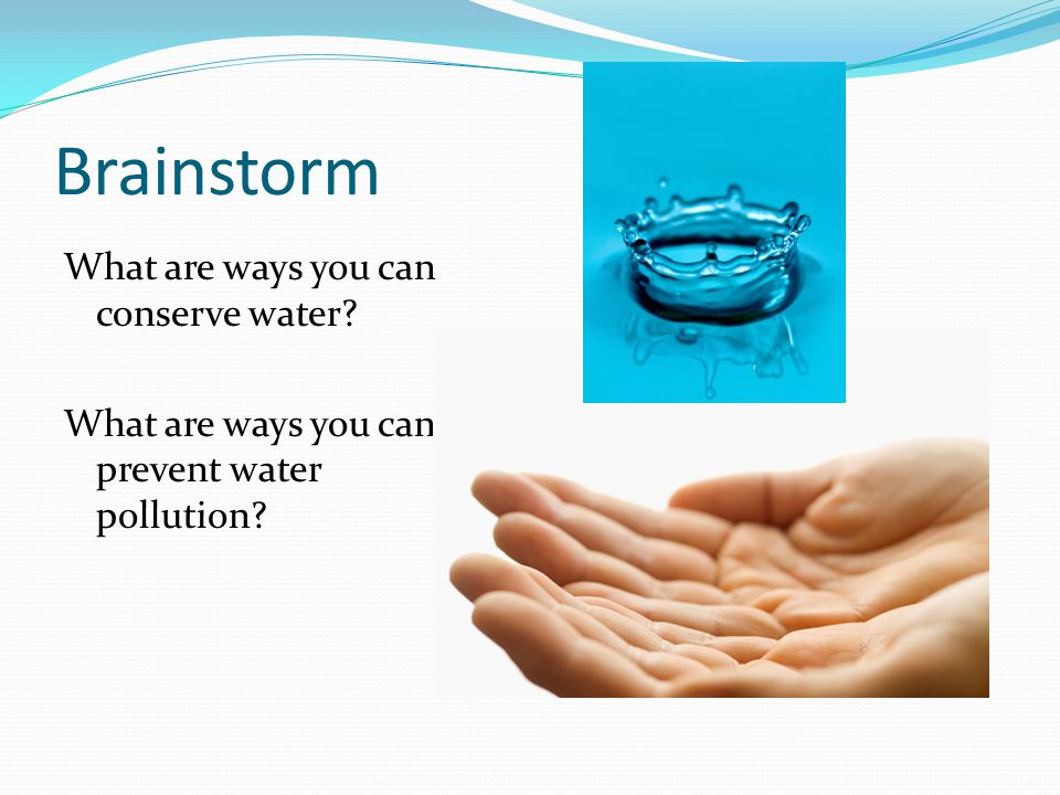 Brainstorm What are ways you can conserve water What are ways you can prevent water pollution