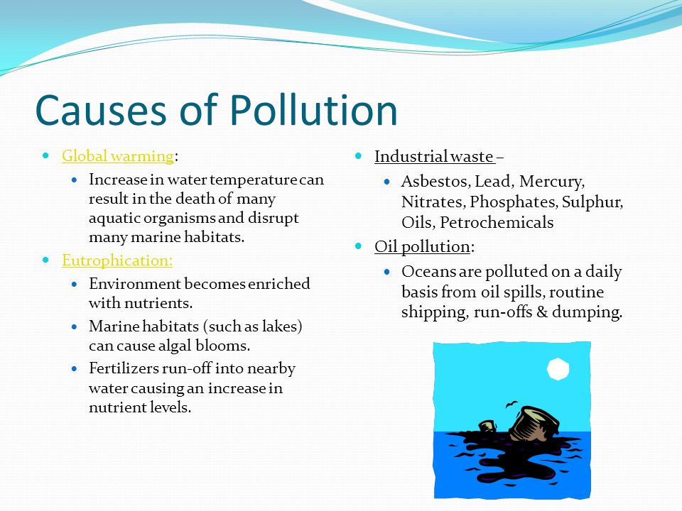 Causes of Pollution Industrial waste –