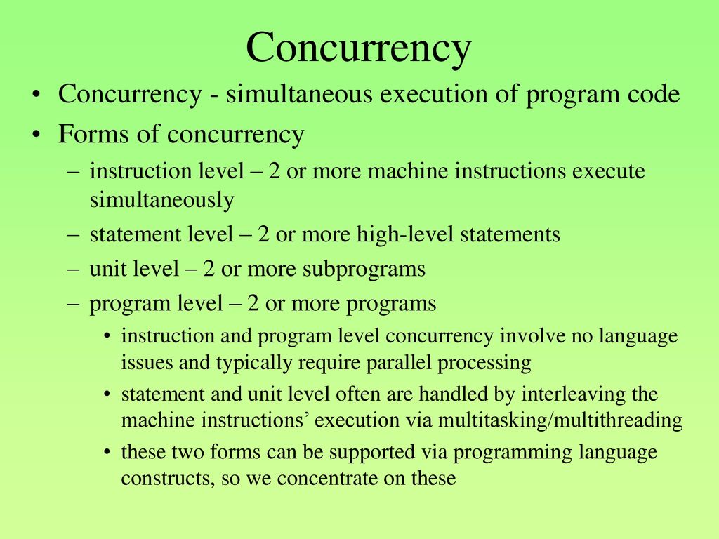 Concurrency Concurrency - simultaneous execution of program code - ppt ...