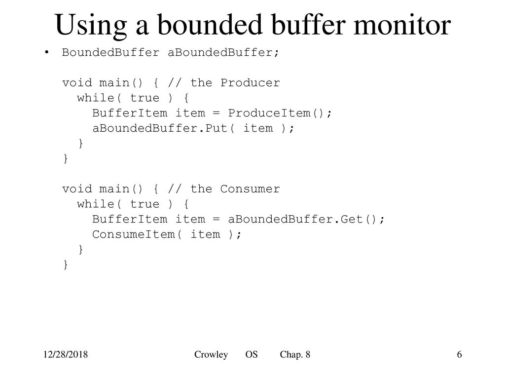 Using a bounded buffer monitor