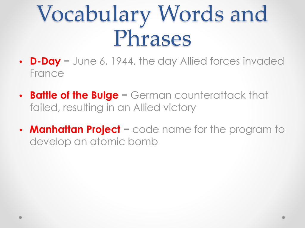 Vocabulary Words and Phrases